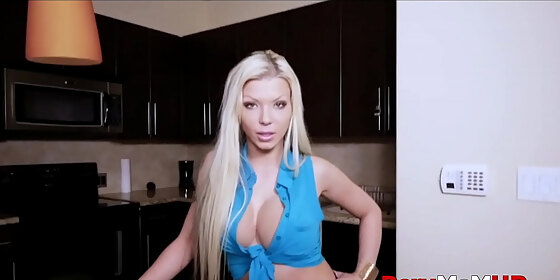 pervmomhd com hot blonde big tits milf step mom fucked by nerdy on kitchen counter pov