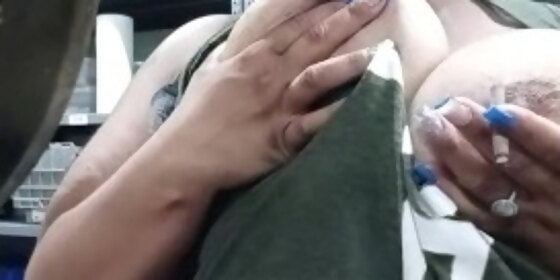 tit and pussy play in the work shop like my tan
