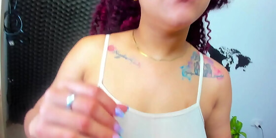 playing with his big cock in my mouth and tits