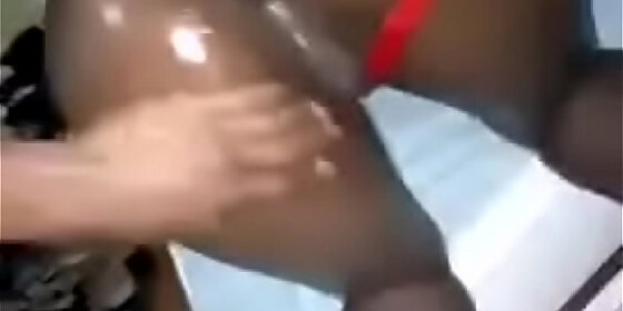 making her big black ass ready for hard sex