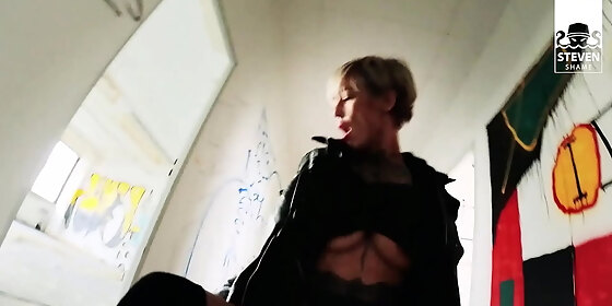 muscular german guy nails horny milf vicky hundt in an abandoned office building