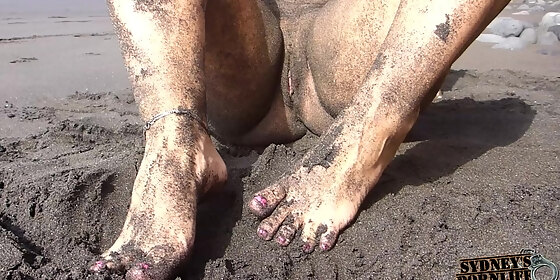 Dirty Barefoot Bondage - Dirty Feet Soles Ass Fetish On Nudist Beach HD SEX Porn Video 15:16