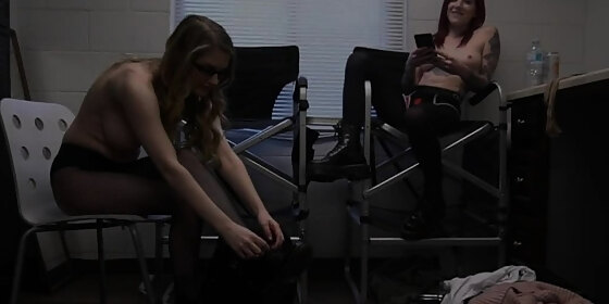 femdoms talk dirty while sissy films