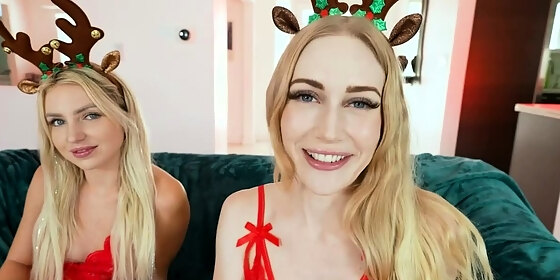 lucky stepbro fucks his two teen stepsister in christmas eve