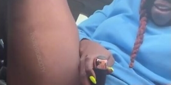 ebony gets caught in her car twice on video chat full video on of fansly