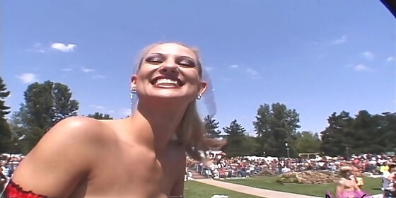 40 competitors are lined up nude at the ponderosa