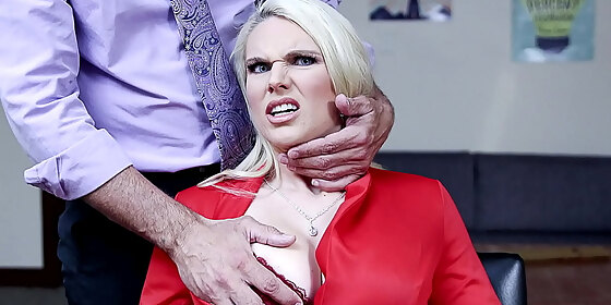 blonde stepmom sydny davis stepdaughter is risking expulsion for having sex with another girl but sydny makes sure that the principal change hi