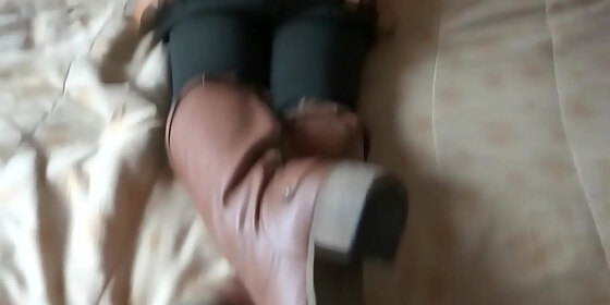 stepmom after fucking lying on her bed very happy