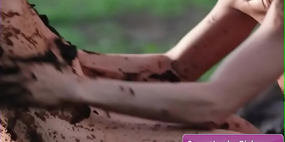 sexy and horny big tit lesbian hot babes aidra fox alexis fawx kissing and making out outside in the mud and love it