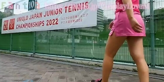 candid hot ass sexy tennis walk with pants showing in mini skirted tennis wear pov