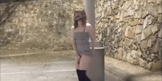 blonde masterbates in shopping mall parking lot