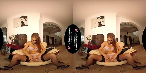 solo girl mila fox is masturbating and moaning in vr