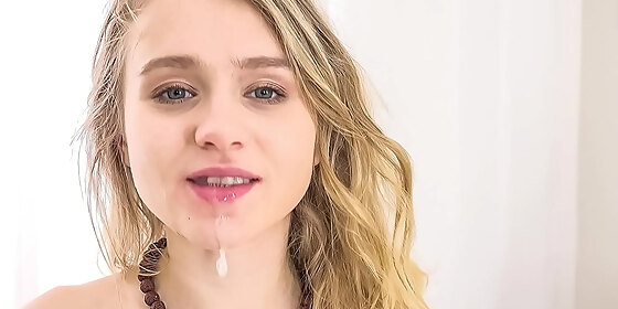 cutie in shorts took facial after anal