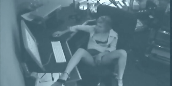 office whore masturbates and gets caught