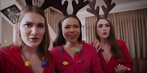 teen stepsister dani damzel best friends aria kai adriana maya fuck stepbrother on christmas morning