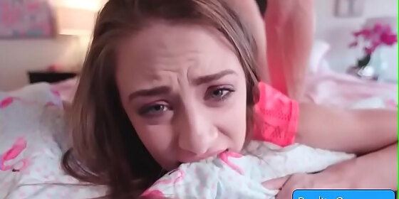 slutty blonde teen allie nicole suck huge cock and swallow it deep down her throat and then gets fucked hard from behind