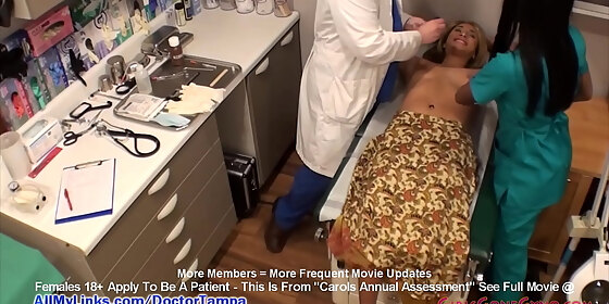 mixed cutie carol cummings gets annual gyno exam by doctor tampa nurse misty girlsgonegynocom