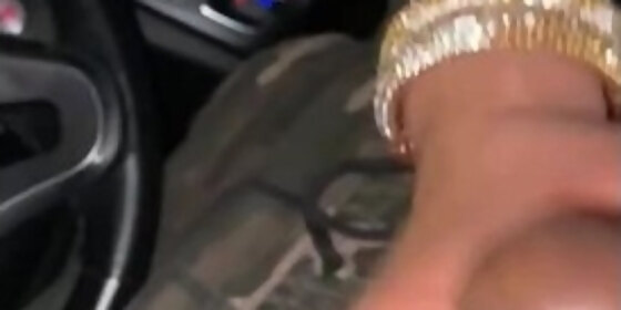 in car public handjob with huge cumshot