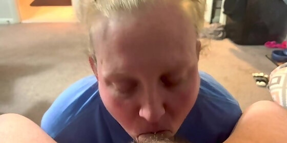 snuck away to suck his cock and get covered in his cum