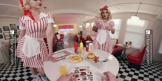 vr bangers threesome anal fucking with hot pinup milf waitresses vr porn