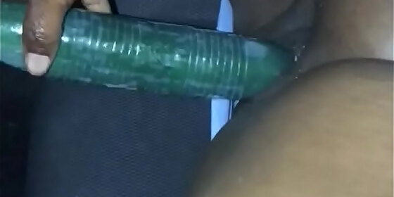 kissesxxx fucks cucumber in public