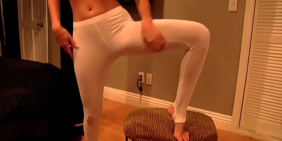 these hot white yoga pants are so tight joi