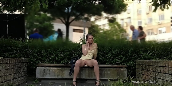 flashing pussy to strangers outdoor upskirt in public