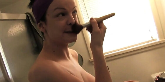 janice preparing things in nude