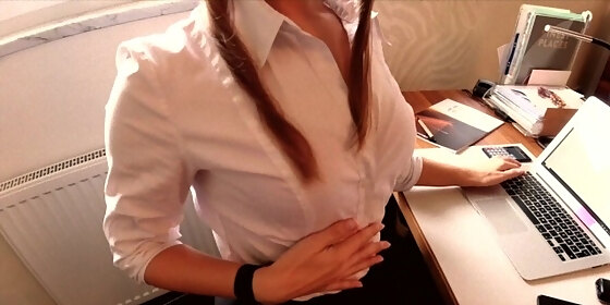 my private secretary office sex in red hot lingerie ends with cum pussy