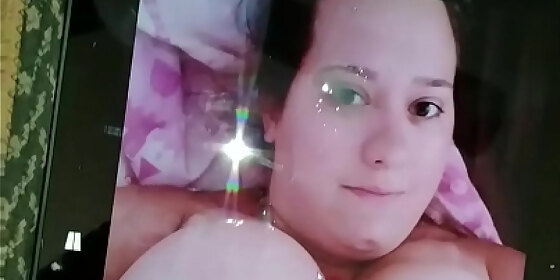 cumtribute face and tits