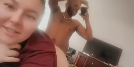 recording stuffing my fat black cock in at the same time