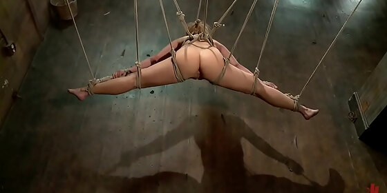 blonde in spread suspension tormented