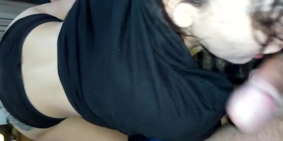 young food delivery brings me ice cream and a delicious blowjob to my cock