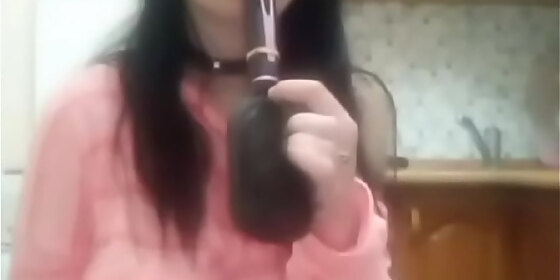 with hairbrush masturbation
