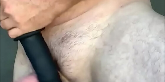 im jerking my cock naked with anal dildo thruster
