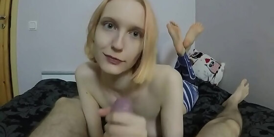 stepsister gives sloppy blowjob and eats cum in pov on cam more on amateur cam girls com