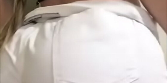 perverted girl new little bitch in white shorts tucked up her ass