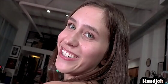 hj mediumboobed teen wanks pov cock and talks dirty