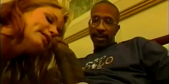 sexy brunette barrett moore licks shaft and balls of horny black guy