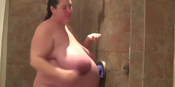 Big Tits Stomach - 40 Weeks Pregnant Shower Huge Belly HD SEX Porn Video 8:46