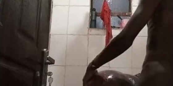passionate shower sex in a public bathroom