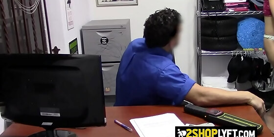 horny officer is fucking with a petite teen thief at his own office