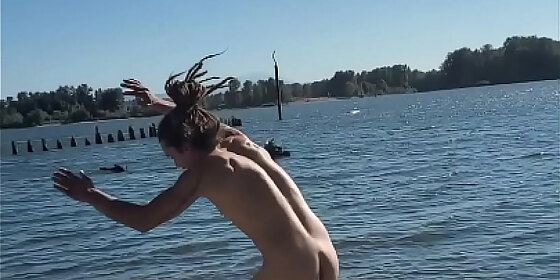 backflip on nude beach