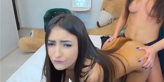 two teen fuck each other with strap on