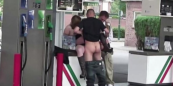 very preggy gal public gang fuck fest 3some gang fuck fest at a gas station