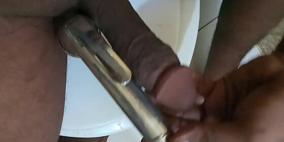 sexy dravidian measures dick with toilet jet