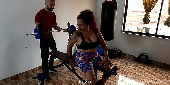 my horny stepmom fucks with me in my new home gym