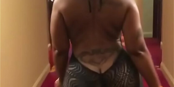 cherokee d ass walking away in see thru body suit