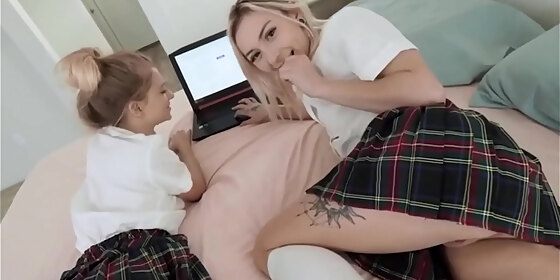 blonde stepsister riley star and bff chloe temple fucked by stepbrother in threesome