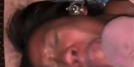 gorgeous black girl gets face fucked